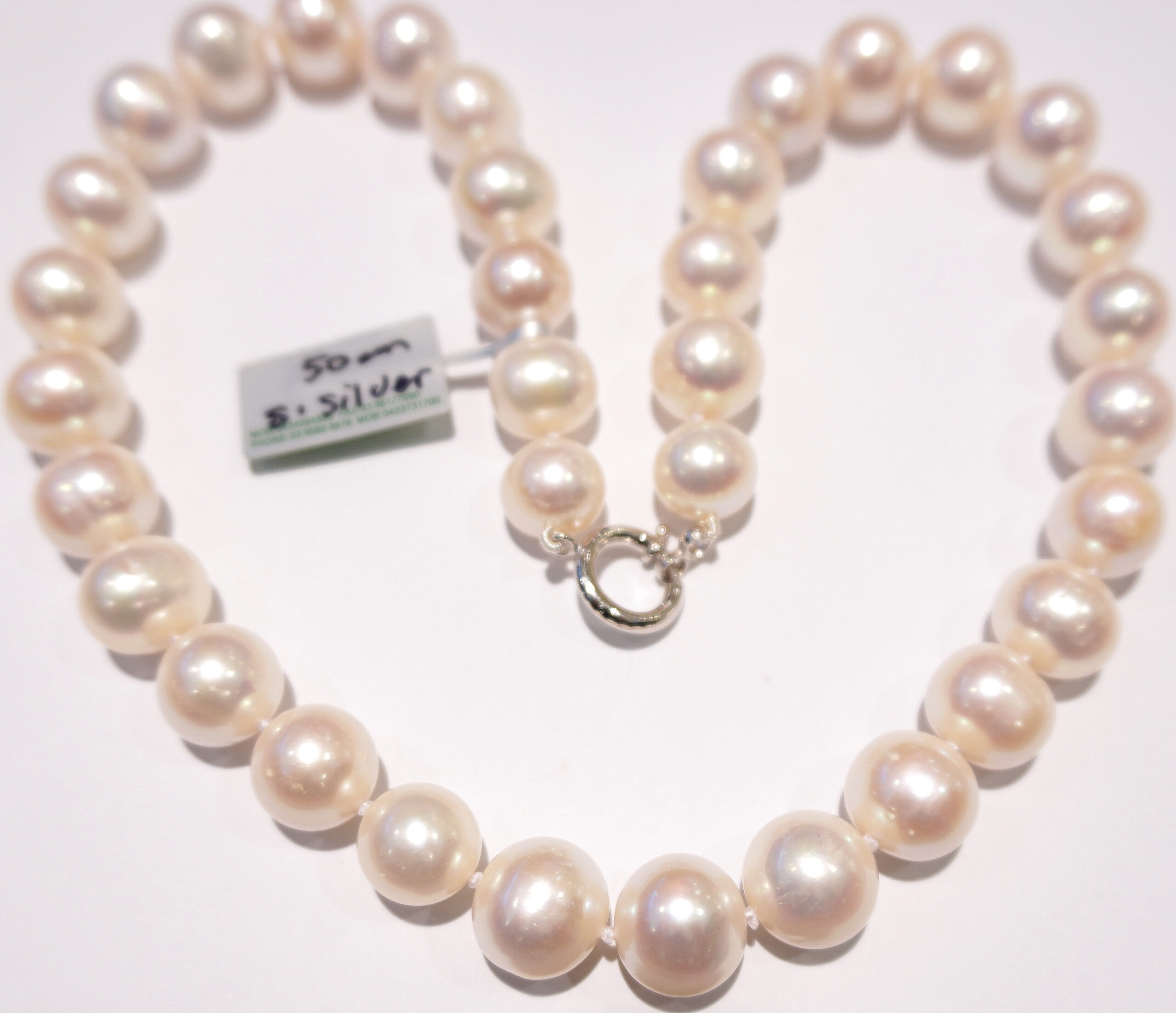 AMOUR 18 in 11-15mm White and Golden South Sea Cultured Pearl Necklace In  14K Yellow