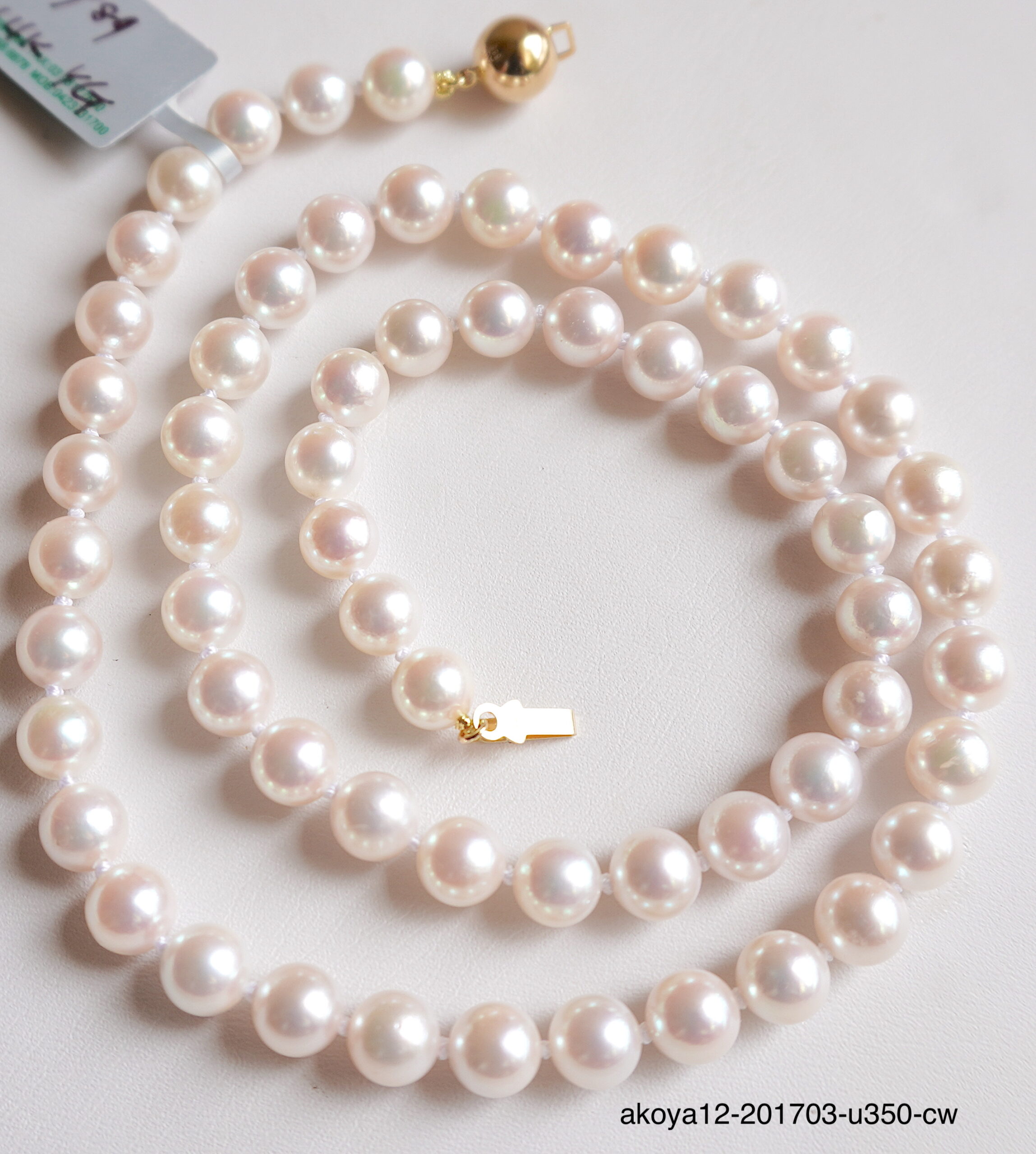 Japanese Akoya pearl necklace AAA creamy white(pinkish overtone) 6.5 ...