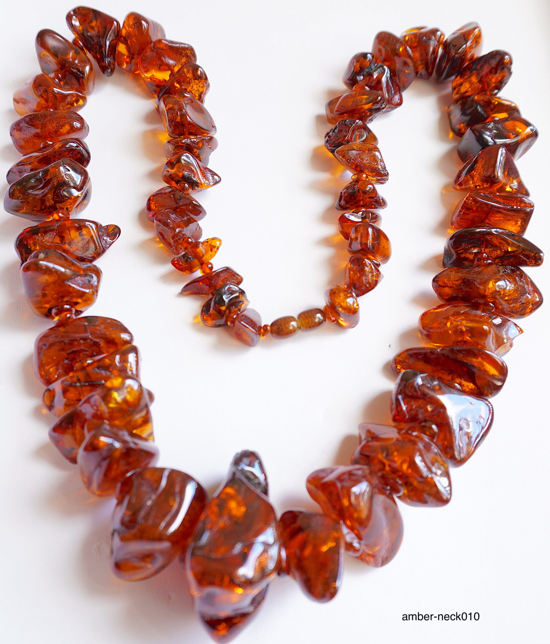 Natural Baltic sea amber necklace: raw dark red amber blocks strung - Melbourne Pearls