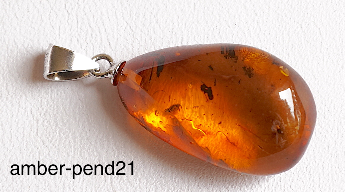 Vintage Sterling Silver Wire Wrap Amber Pendant - Yourgreatfinds