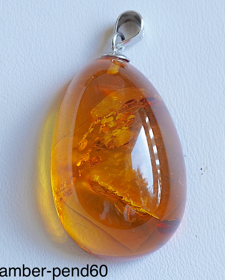 Enchanting Cognac Amber Pendant – Super Silver
