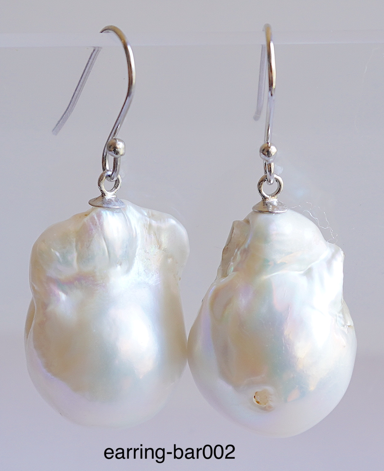 30mm baroque white keshi reborn pearl dangle earring 925sterling silver hook 